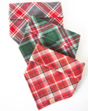 Load image into Gallery viewer, Green Plaid Flannel Dog Bandana (Personalization Available)