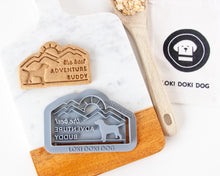 Load image into Gallery viewer, "The Best Adventure Buddy" Dog & Mountains Cookie Cutter