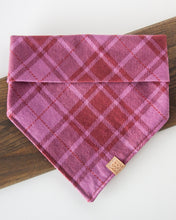 Load image into Gallery viewer, Mulberry Plaid Flannel Dog Bandana (Personalization Available)