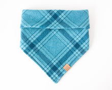 Load image into Gallery viewer, Pacific Blue Plaid Flannel Dog Bandana (Personalization Available)