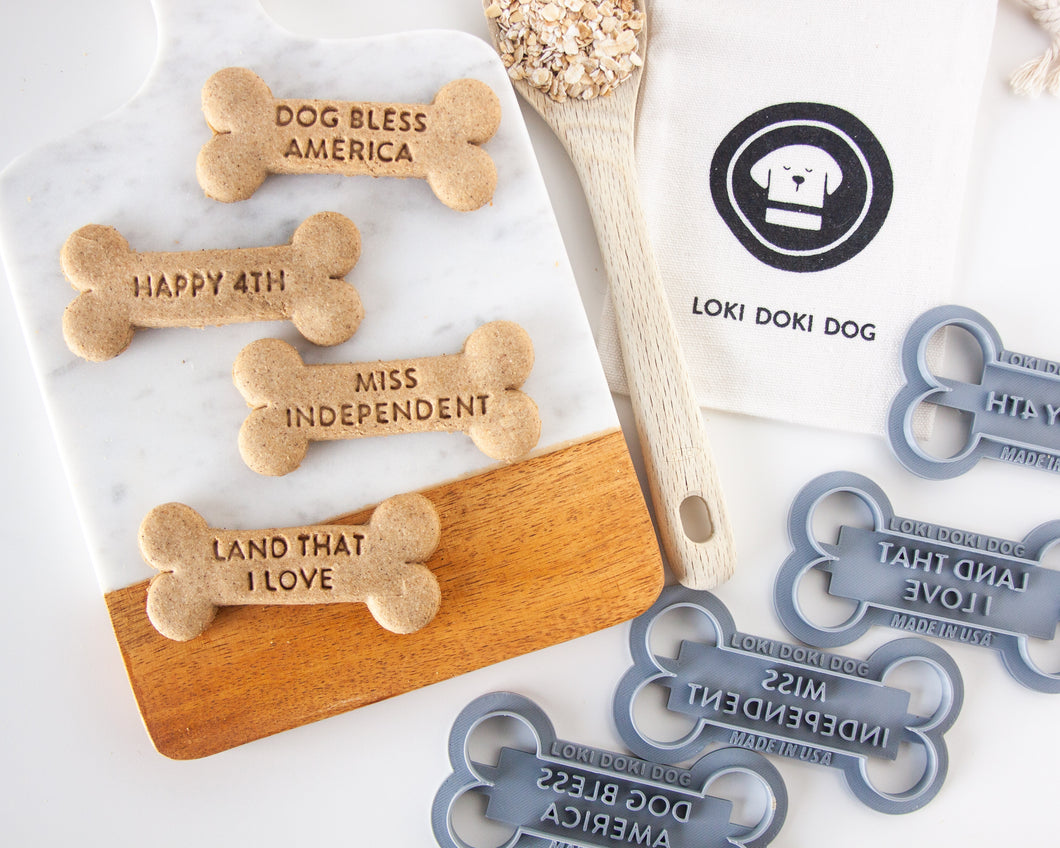 4th of July, Bone Shaped Dog Biscuit Cookie Cutter (Four Designs)