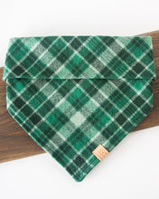 Load image into Gallery viewer, Forest Green Plaid Flannel Dog Bandana (Personalization Available)