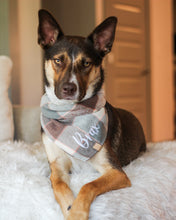 Load image into Gallery viewer, Walnut Plaid Flannel Dog Bandana (Personalization Available)