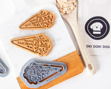 Load image into Gallery viewer, "Happy New Year" Confetti Popper Shaped Cookie Cutter
