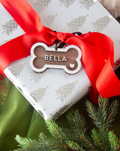 Load image into Gallery viewer, Personalized Dog Bone & Paw Shape Wood Ornament & Christmas Stocking Tag (2 STYLES)