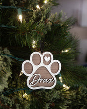 Load image into Gallery viewer, Personalized Dog Bone & Paw Shape Wood Ornament & Christmas Stocking Tag (2 STYLES)
