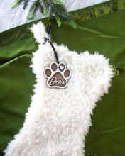 Load image into Gallery viewer, Personalized Dog Bone & Paw Shape Wood Ornament & Christmas Stocking Tag (2 STYLES)