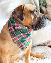 Load image into Gallery viewer, Green Plaid Flannel Dog Bandana (Personalization Available)