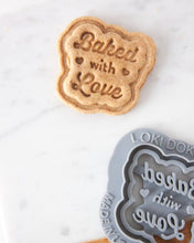 Load image into Gallery viewer, Baked with Love Cookie Cutter (Stamped Design)