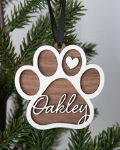 Load image into Gallery viewer, Personalized Dog Bone & Paw Shape Wood Ornament & Christmas Stocking Tag (2 STYLES)