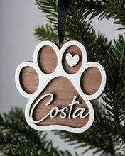 Load image into Gallery viewer, Personalized Dog Bone & Paw Shape Wood Ornament & Christmas Stocking Tag (2 STYLES)