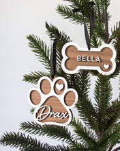 Load image into Gallery viewer, Personalized Dog Bone & Paw Shape Wood Ornament & Christmas Stocking Tag (2 STYLES)