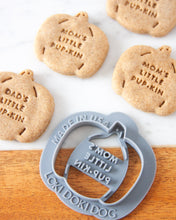 Load image into Gallery viewer, "Mom's Little Pup-kin" Pumpkin Shape Dog Biscuit Cookie Cutter ("Dad" also available)