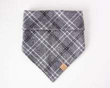 Load image into Gallery viewer, Minimal Gray Plaid Flannel Dog Bandana (Personalization Available)