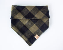 Load image into Gallery viewer, Olive Plaid Flannel Dog Bandana (Personalization Available)