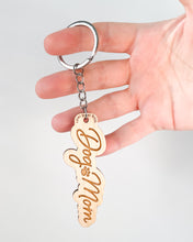 Load image into Gallery viewer, Dog Mom Wood Engraved Keychain