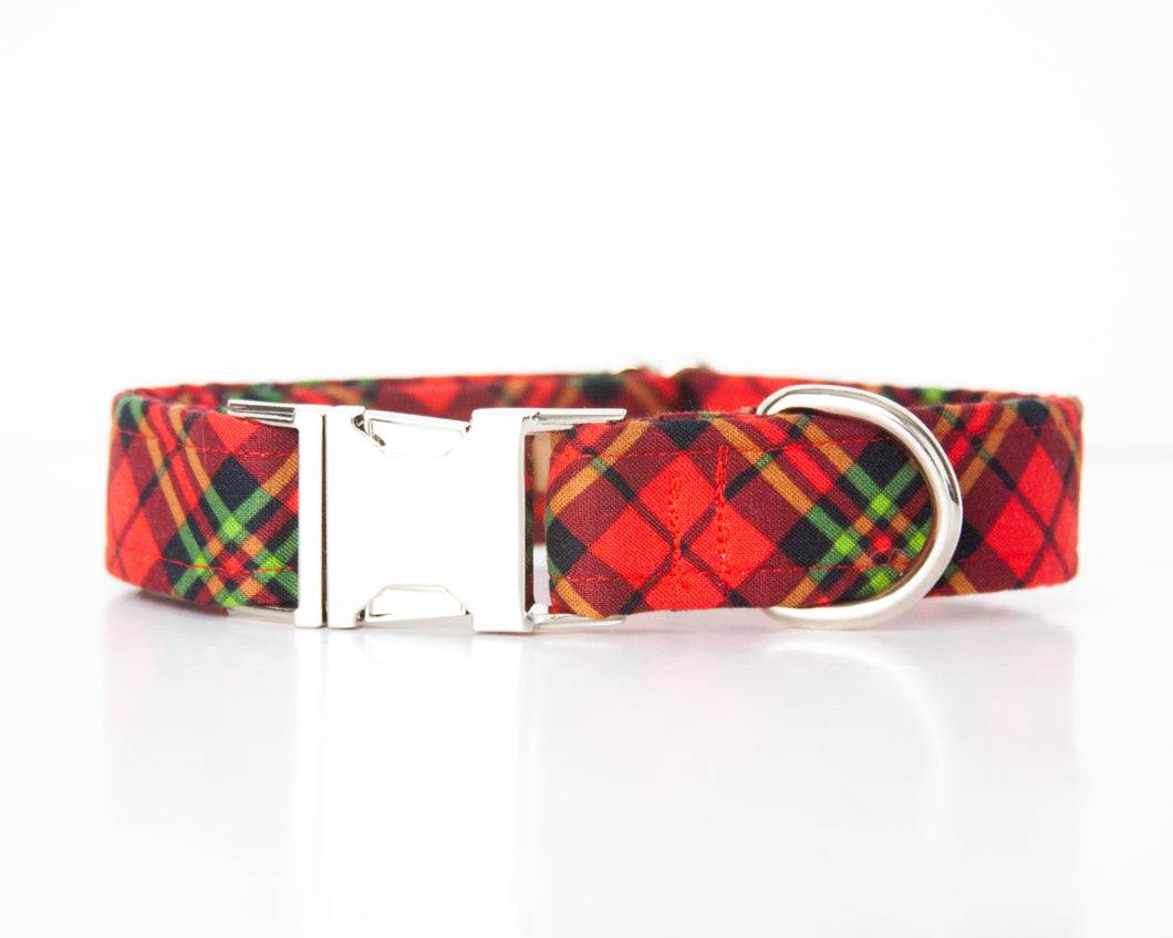 Holiday Plaid Dog Collar (Personalization Available)