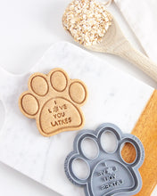 Load image into Gallery viewer, "I Love You Latkes" Cookie Cutter- Paw Shaped Hanukkah Dog Cookie Cutter