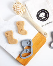 Load image into Gallery viewer, Monogrammed Dog Christmas Stocking Cookie Cutter
