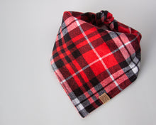 Load image into Gallery viewer, Ruby Red Plaid Flannel Dog Bandana (Personalization Available)
