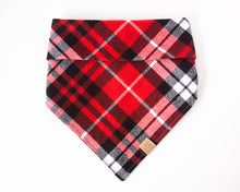 Load image into Gallery viewer, Ruby Red Plaid Flannel Dog Bandana (Personalization Available)