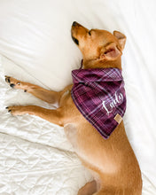 Load image into Gallery viewer, Wildberry Plaid Flannel Dog Bandana (Personalization Available)