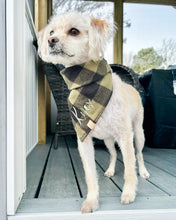 Load image into Gallery viewer, Olive Plaid Flannel Dog Bandana (Personalization Available)