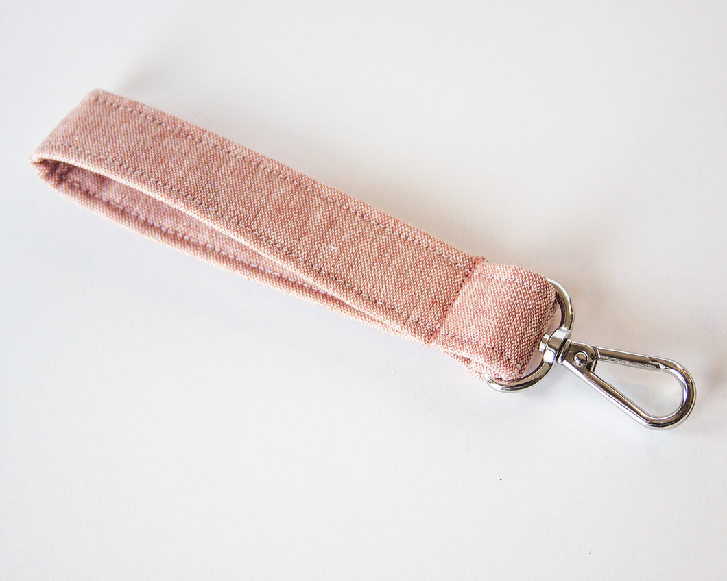 Pink Linen Keychain Wristlet