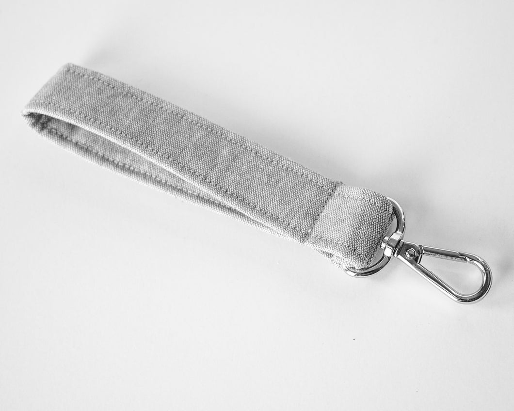 Gray Linen Keychain Wristlet