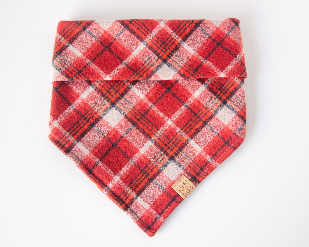 Red Plaid Flannel Dog Bandana (Personalization Available)