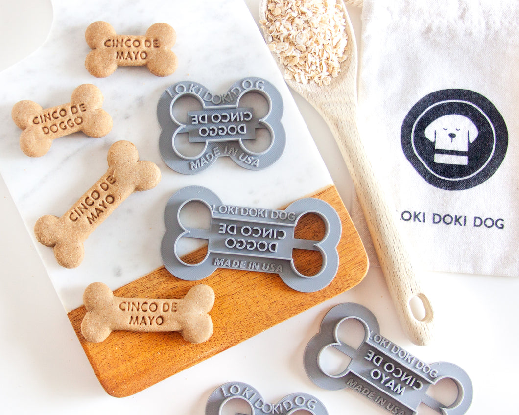 Bone Shape Cinco de Doggo & Cinco de Mayo Cookie Cutters (Choose style & size)