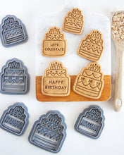 Load image into Gallery viewer, Two-Tier &quot;HAPPY BIRTHDAY&quot; Cake Cookie Cutter (Select Size)
