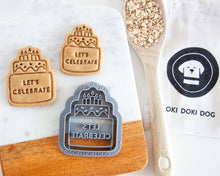 Load image into Gallery viewer, Two-Tier &quot;LET&#39;S CELEBRATE&quot; Cake Cookie Cutter (Select Size)
