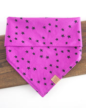Load image into Gallery viewer, Purple &amp; Black Stars Dog Bandana
