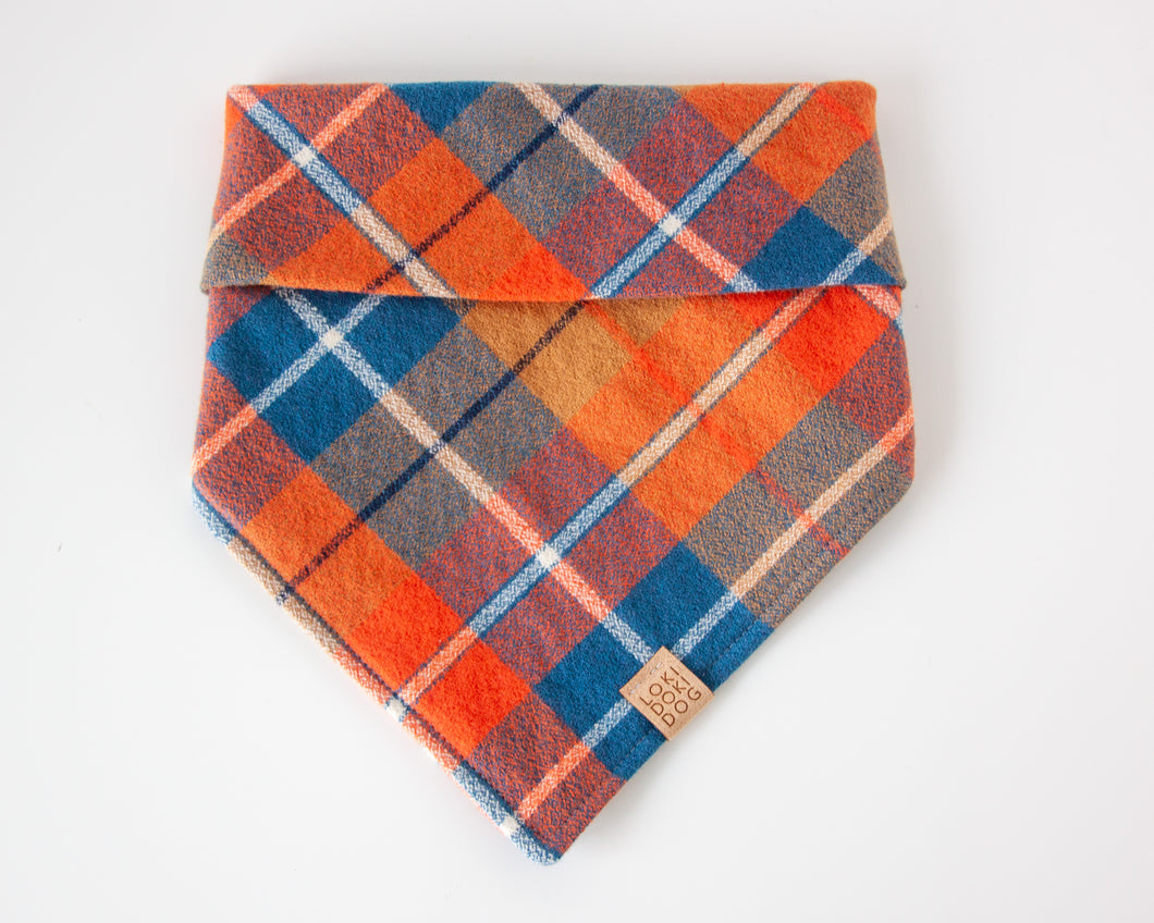 Pumpkin Harvest Plaid Flannel Dog Bandana (Personalization Available)