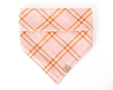Load image into Gallery viewer, Pink &amp; Gold Plaid Flannel Dog Bandana (Personalization Available)
