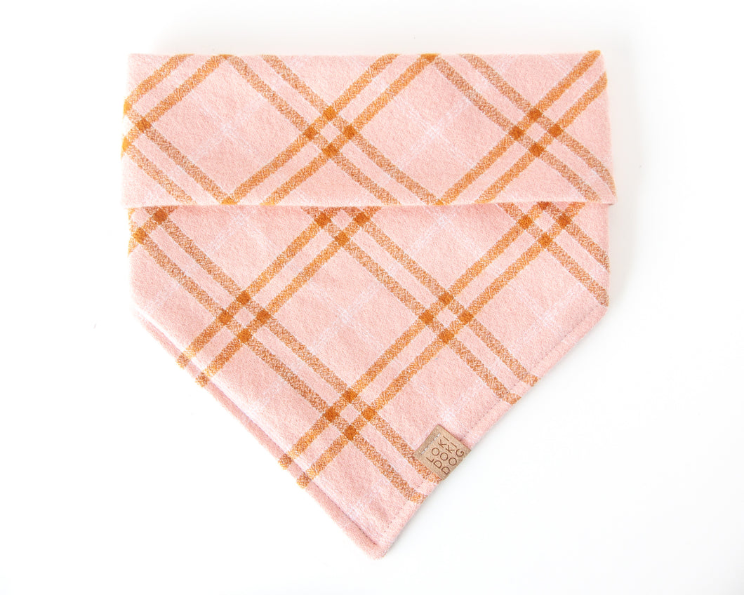 Pink & Gold Plaid Flannel Dog Bandana (Personalization Available)