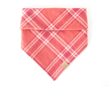 Load image into Gallery viewer, Sun-kissed Coral Plaid Flannel Dog Bandana (Personalization Available)
