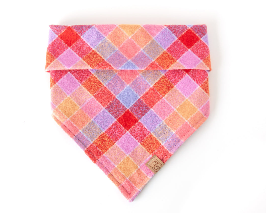 Fruit Punch Plaid Flannel Dog Bandana (Personalization Available)