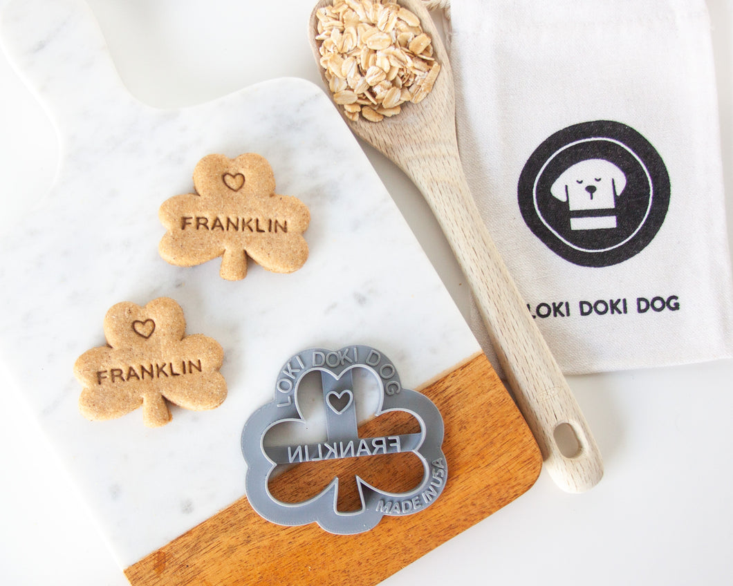 Shamrock + Heart Dog Biscuit Cookie Cutter (Personalized)