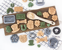 Load image into Gallery viewer, Shamrock + Heart Dog Biscuit Cookie Cutter (Personalized)
