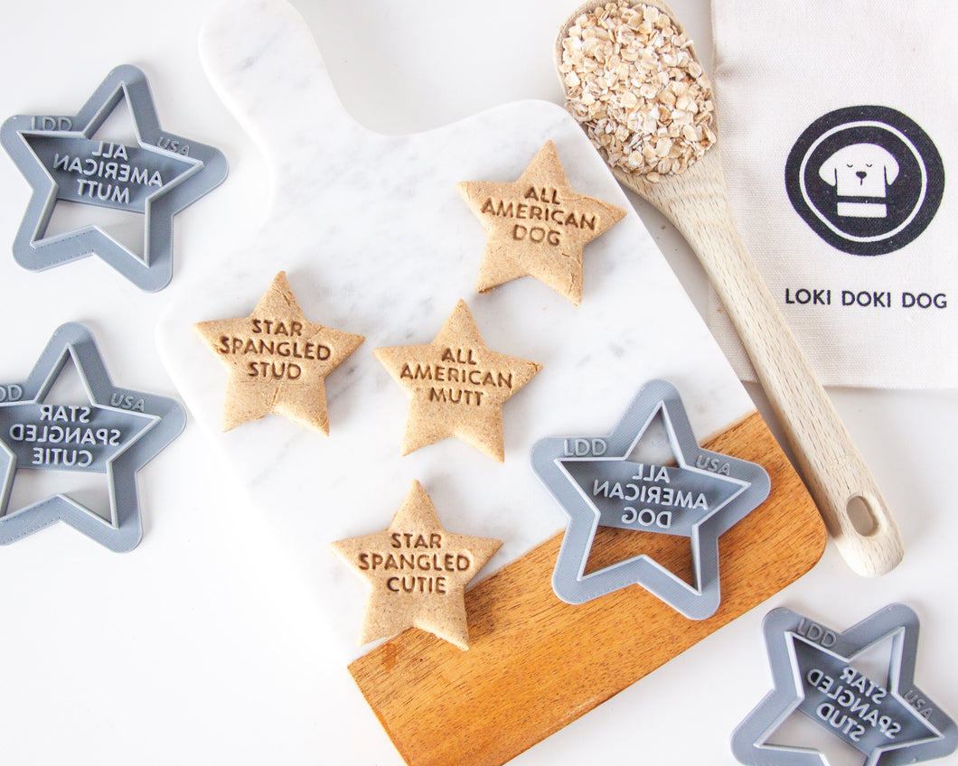 Patriotic + Star Spangled Dog, Star Shaped Dog Biscuit Cookie Cutter (4 designs)