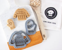 Load image into Gallery viewer, &quot;Happy Pawlidays&quot; Sweater &amp; Mitten Dog Biscuit Cutters (BUNDLE of 2)
