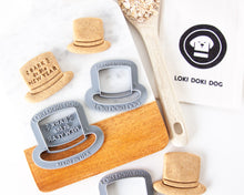 Load image into Gallery viewer, &quot;Bark in the New Year&quot; Top Hat Shaped Dog Biscuit Cookie Cutter
