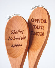 Load image into Gallery viewer, Engraved Wood Cooking + Mixing Spoon (CUSTOM) Choice of Words &amp; Font
