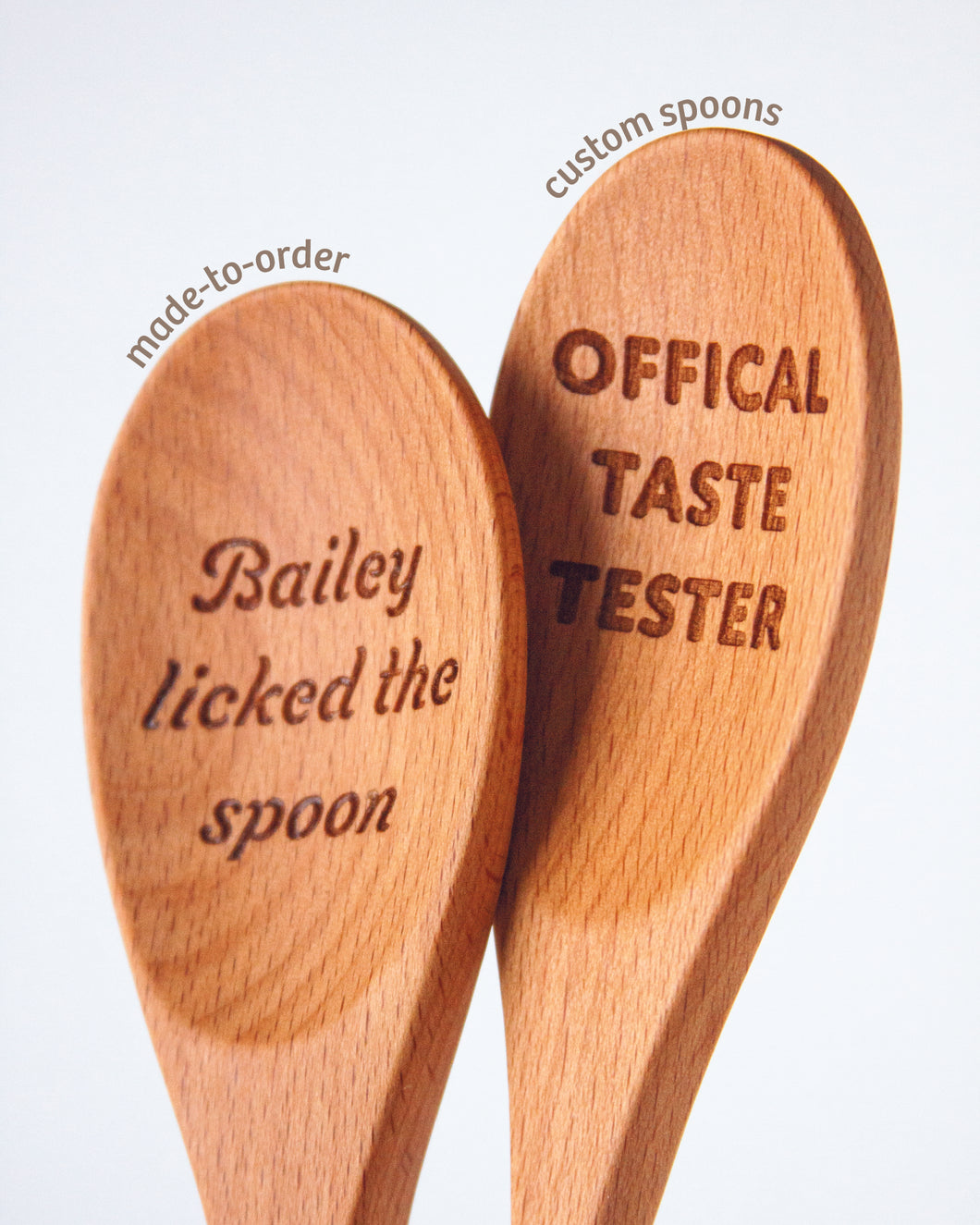 Engraved Wood Cooking + Mixing Spoon (CUSTOM) Choice of Words & Font