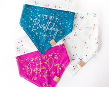 Load image into Gallery viewer, Confetti &amp; Hats - Birthday Dog Bandana &amp; Gotcha Day Dog Bandanas (Reversible Available)
