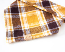 Load image into Gallery viewer, Golden Autumn Plaid Flannel Dog Bandana
