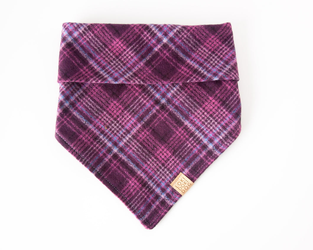 Wildberry Plaid Flannel Dog Bandana (Personalization Available)