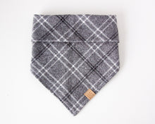 Load image into Gallery viewer, Minimal Gray Plaid Flannel Dog Bandana (Personalization Available)
